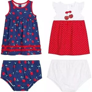 Charming Cherry Kids Matching Set - Navy and Red